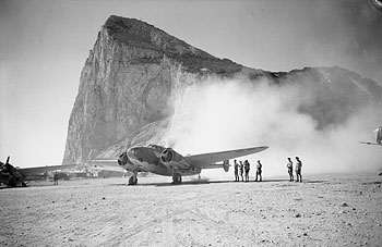 A Lockheed Hudson of No. 233 Squadron RAF leaves its dispersal at Gibraltar for a reconnaissance sortie, in August 1942.